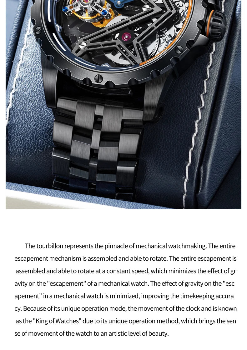 IDEAL KNIGHT 6803 Tourbillon Watch Automatic Mechanical Watch Luminous Waterproof Clock High Quality Fashion Business Men Watch