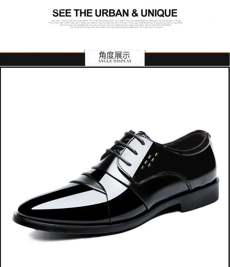 Business Dress Men Shoes Luxury Mens Dress Shoes Patent Leather Oxford Shoes for Men Oxfords Footwear High Quality Leather