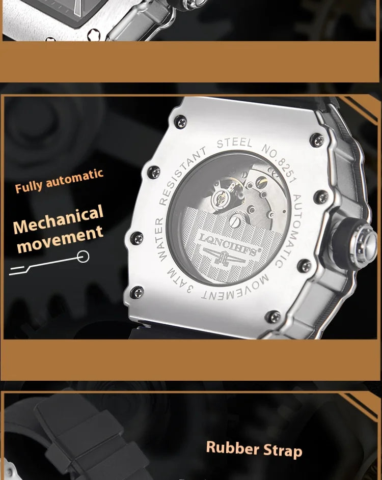 Men's luxury automatic Mechanical Watch  Sport Outdoor tourbillon waterproof luminous Fashion watch for men reloj hombre