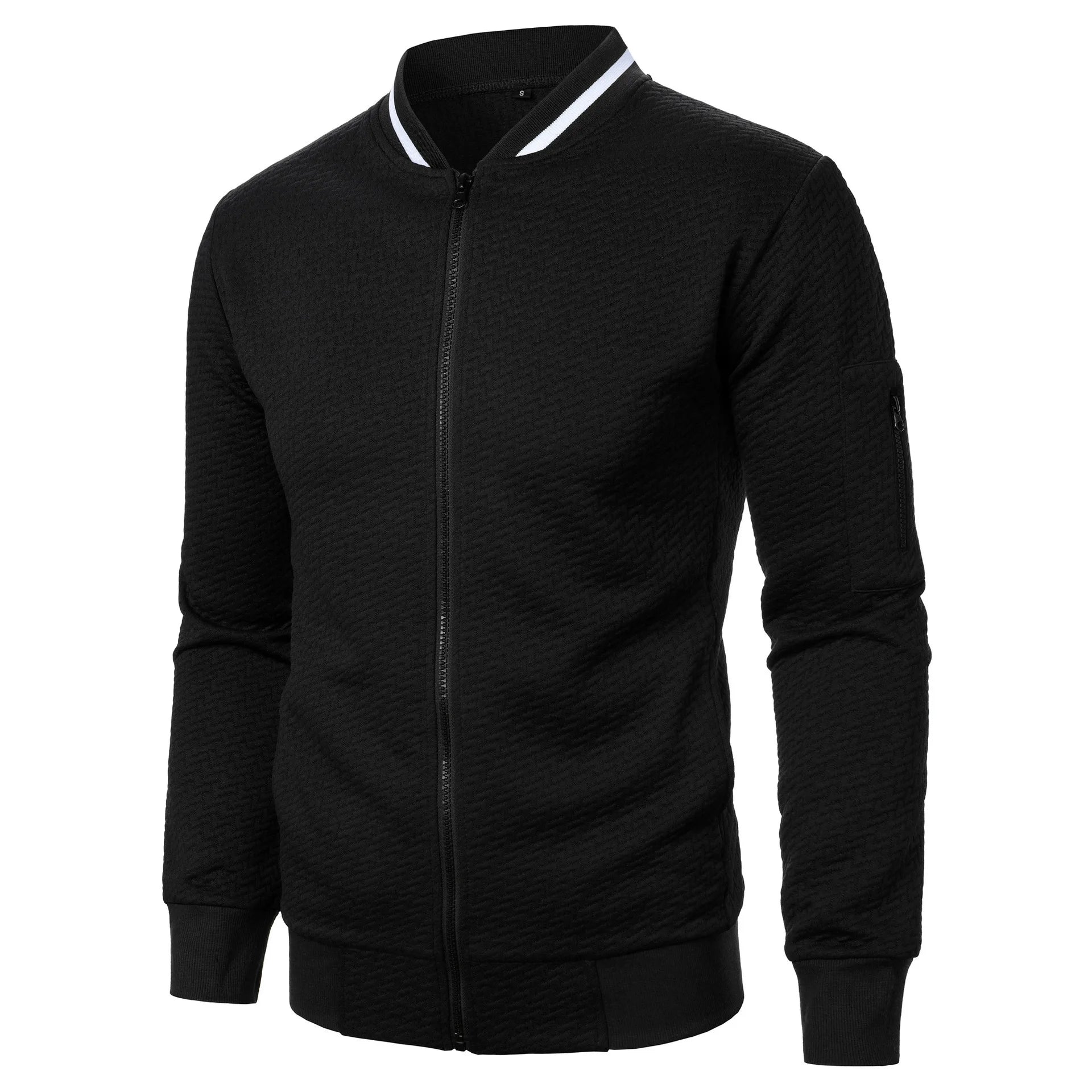 Men's Baseball Jacket Streetwear Autumn New Fashion Solid Color Casual Jackets for Men Jacquard Fabric Men's Coat