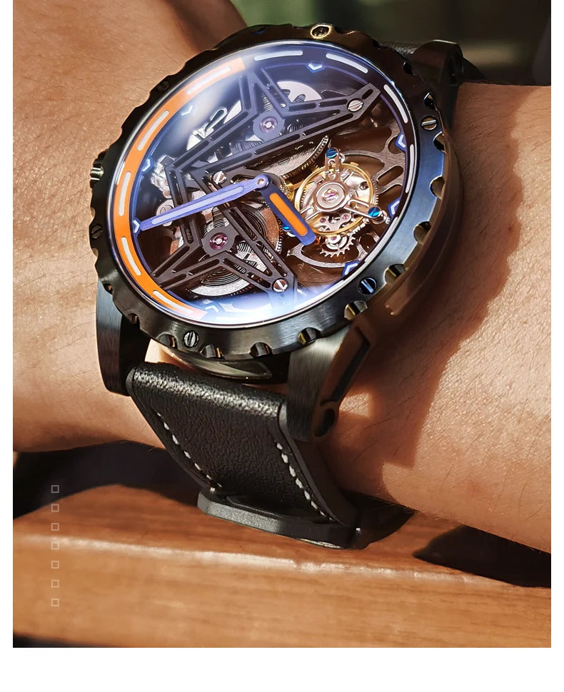 IDEAL KNIGHT 6803 Tourbillon Watch Automatic Mechanical Watch Luminous Waterproof Clock High Quality Fashion Business Men Watch