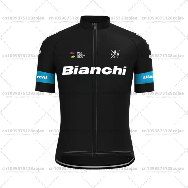 2025 Men's Retro Short Sleeve Jersey BIANCHI Cycling Jersey Bicycle Summer Short Sleeve Quick Dry Cycling Suit Kit