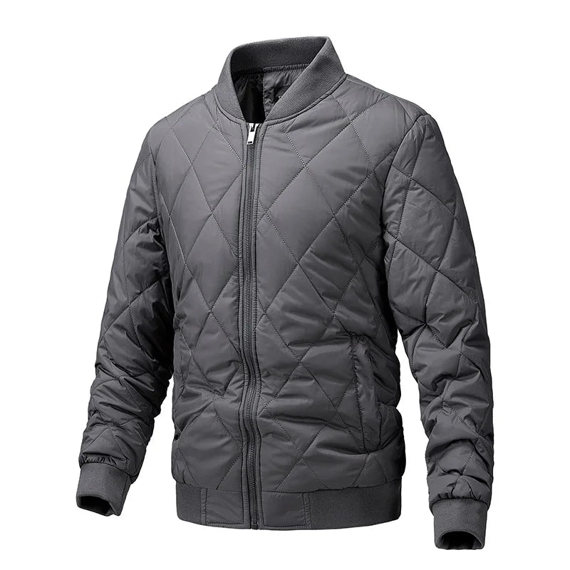 New Men's Cotton Padded Jacket Korean Style Stand Collar Zipper Warm Coat Fashion Casual Zip Up Outerwear For Winter Jacket Man