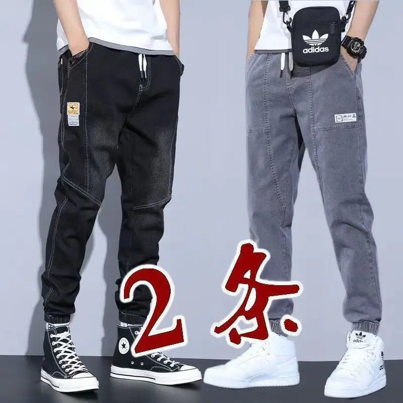 Loose Fit Men's Denim Jeans Casual Workwear Harlan Pants Trousers Harajuku Sle Cotton Polyester Blend Wear Resistant