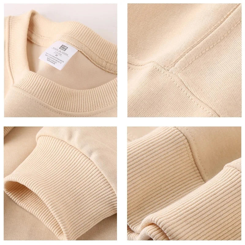 New Heavy Fabric Men/Women Simple Style Sweatshirts Fashion Soild Color O Neck Loose Hoodies Autumn Casual Pullover Tops