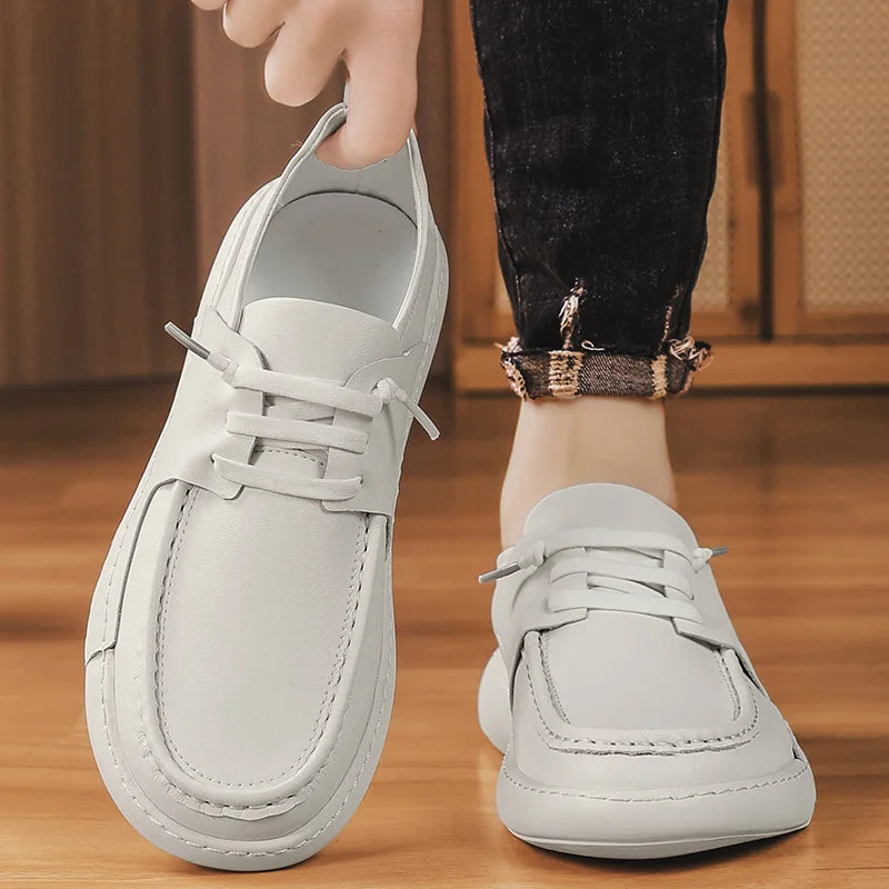 White Handmade Genuine Leather Casual Men Shoes