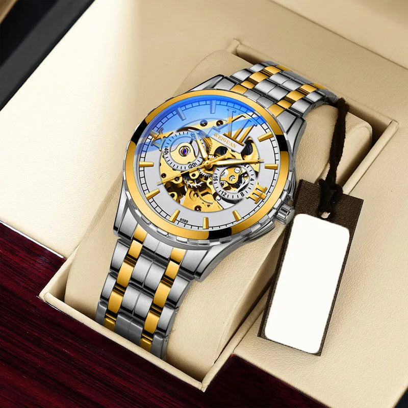 New Fully Automatic Mechanical Watch Men's Hollow Luminous Waterproof Fashion Watch High-end Business Multi-function Watches