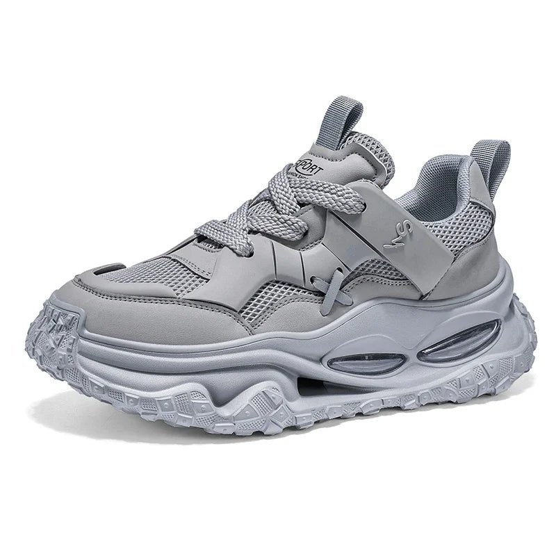 Men's Sports Shoes Thick-soled Height-increasing Large-sized Solid Color All-season Soft-soled Unique and Niche Running Shoes