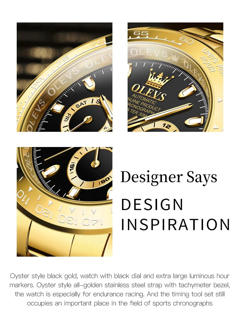 OLEVS 6638 Men Watch Brand Mechanical Movement Automatic Watch Men Luxury Waterproof Calendar Timing Code Original Men Watch