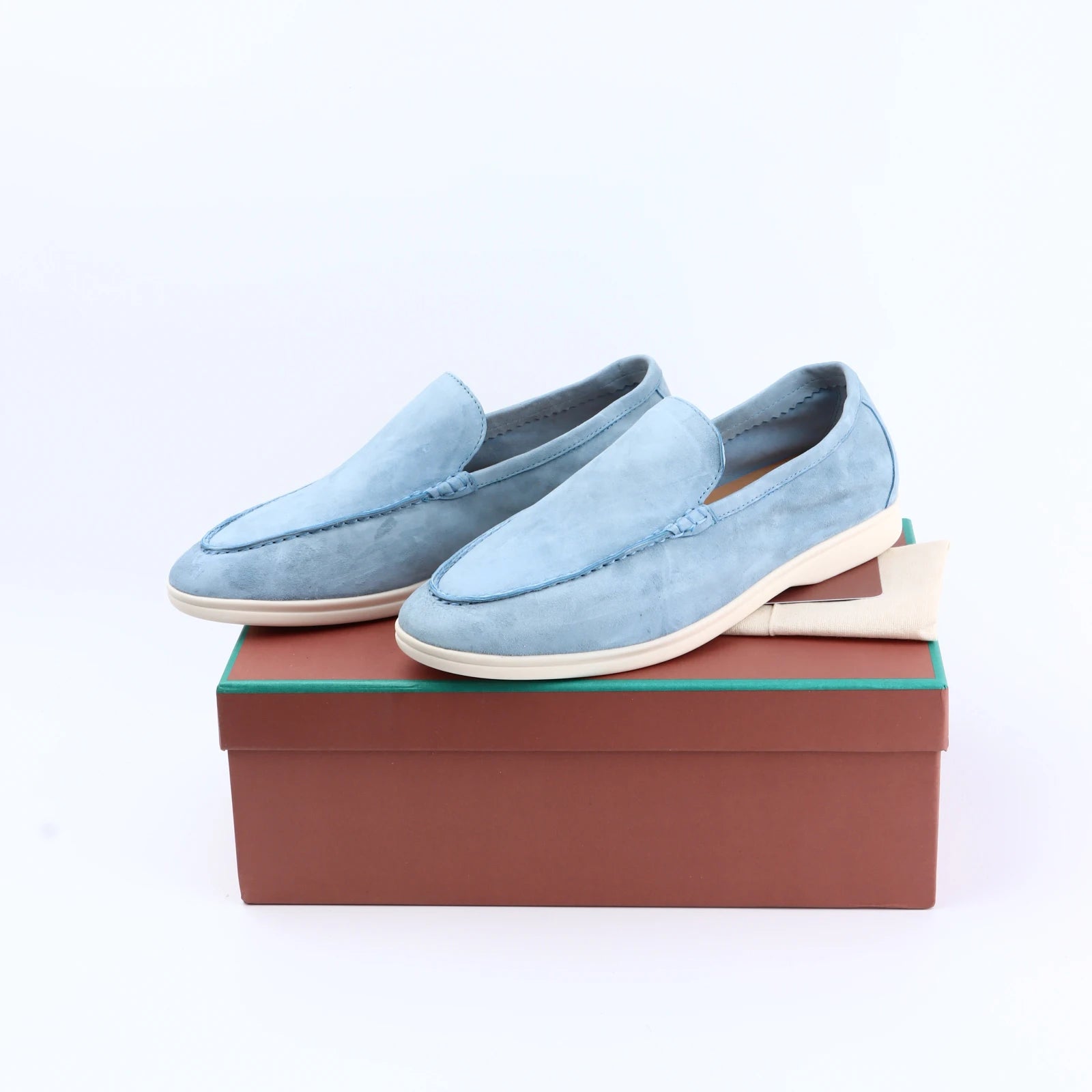 Not Logo Summer Suede Leather Women Loafers Men Flat Shoes Round Toe Slip-on Causal Moccasin Comfortable Mules Lazy Women Shoes