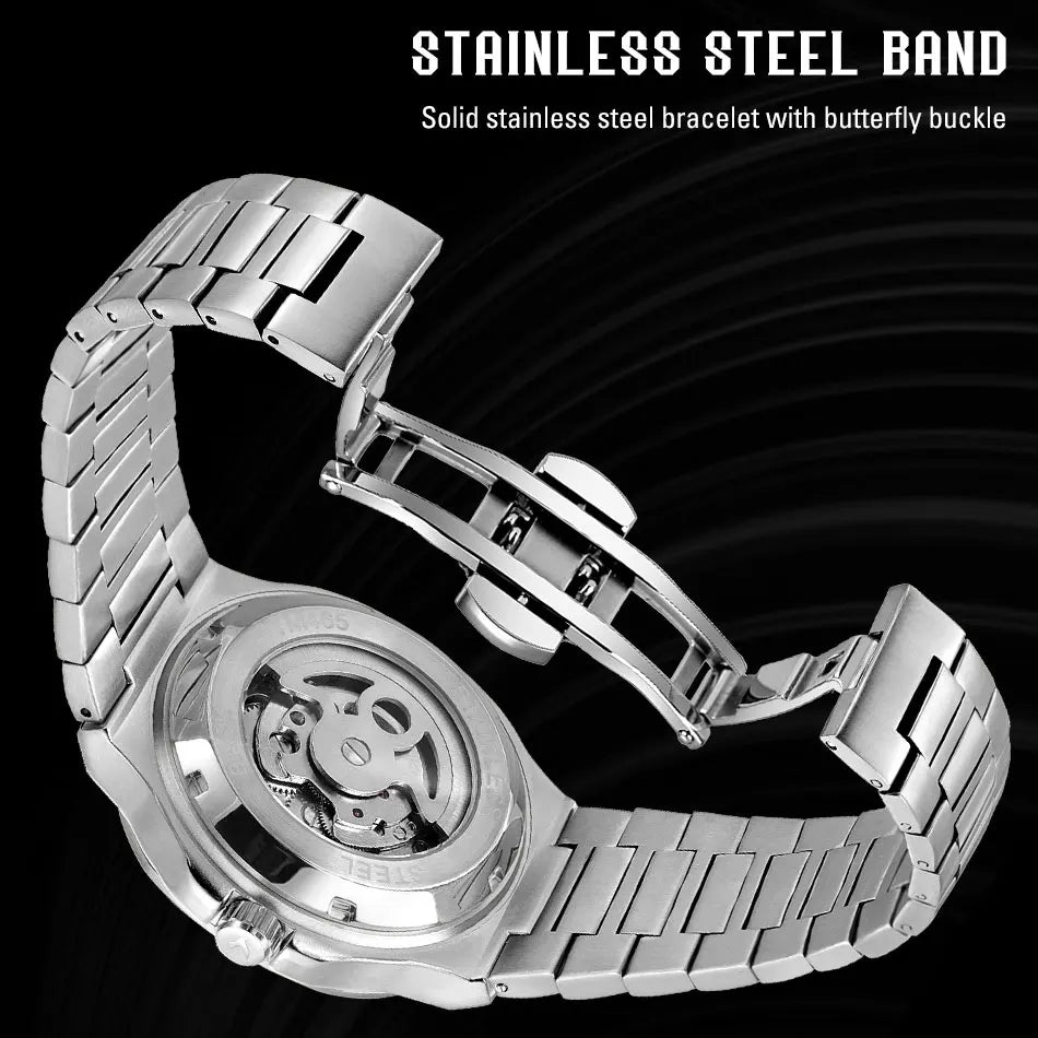 2025 High-end Luxury SKROX Square Man Watch Sapphire Stainless Steel Skeleton Moon Phase Classic Automatic Movement Male Watches