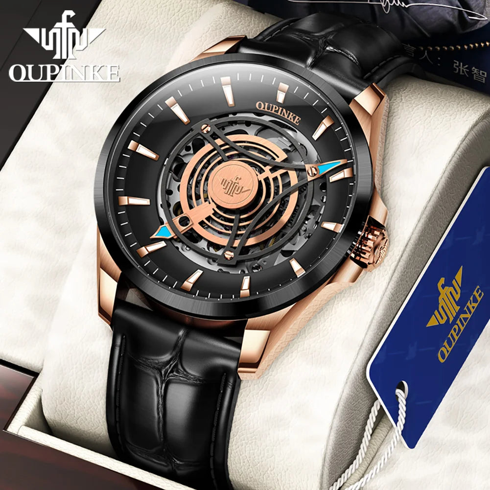 OUPINKE 3206 Men's Watches Sky Eye Automatic Mechanical Wristwatch for Man Waterproof Stainless Steel Luminous Sapphire Luxury