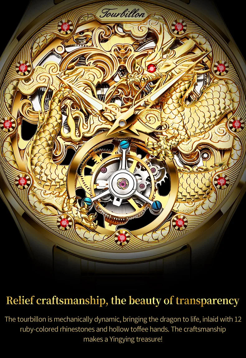 OUPINKE Original Genuine Watch Luxury Tourbillon Mechanical Business Men's Watch Automatic Mechanical Fashion Wristwatch Clock