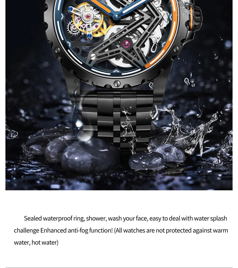 IDEAL KNIGHT 6803 Tourbillon Watch Automatic Mechanical Watch Luminous Waterproof Clock High Quality Fashion Business Men Watch