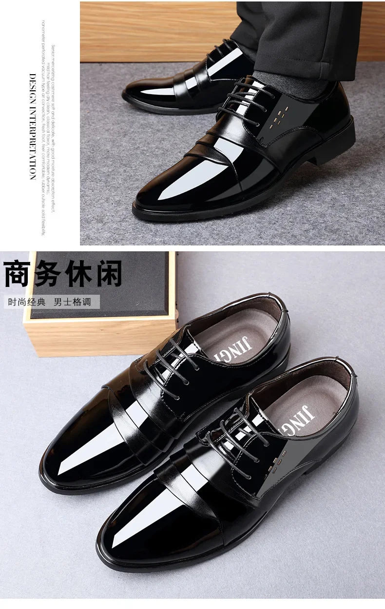 Business Dress Men Shoes Luxury Mens Dress Shoes Patent Leather Oxford Shoes for Men Oxfords Footwear High Quality Leather