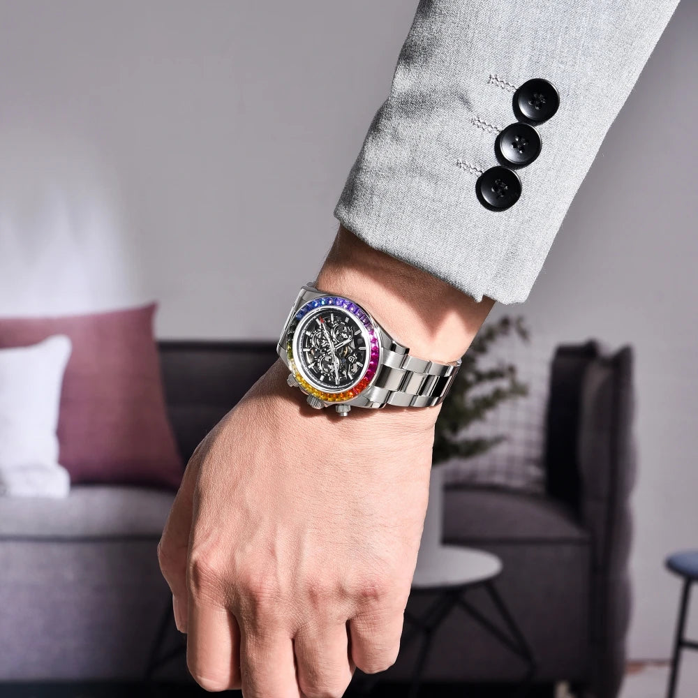 PAGANI DESIGN New 40mm Skeleton Mechanical Watches Men's Stainless Steel Waterproof Automatic Watch Luxury Sapphire Glass Clock