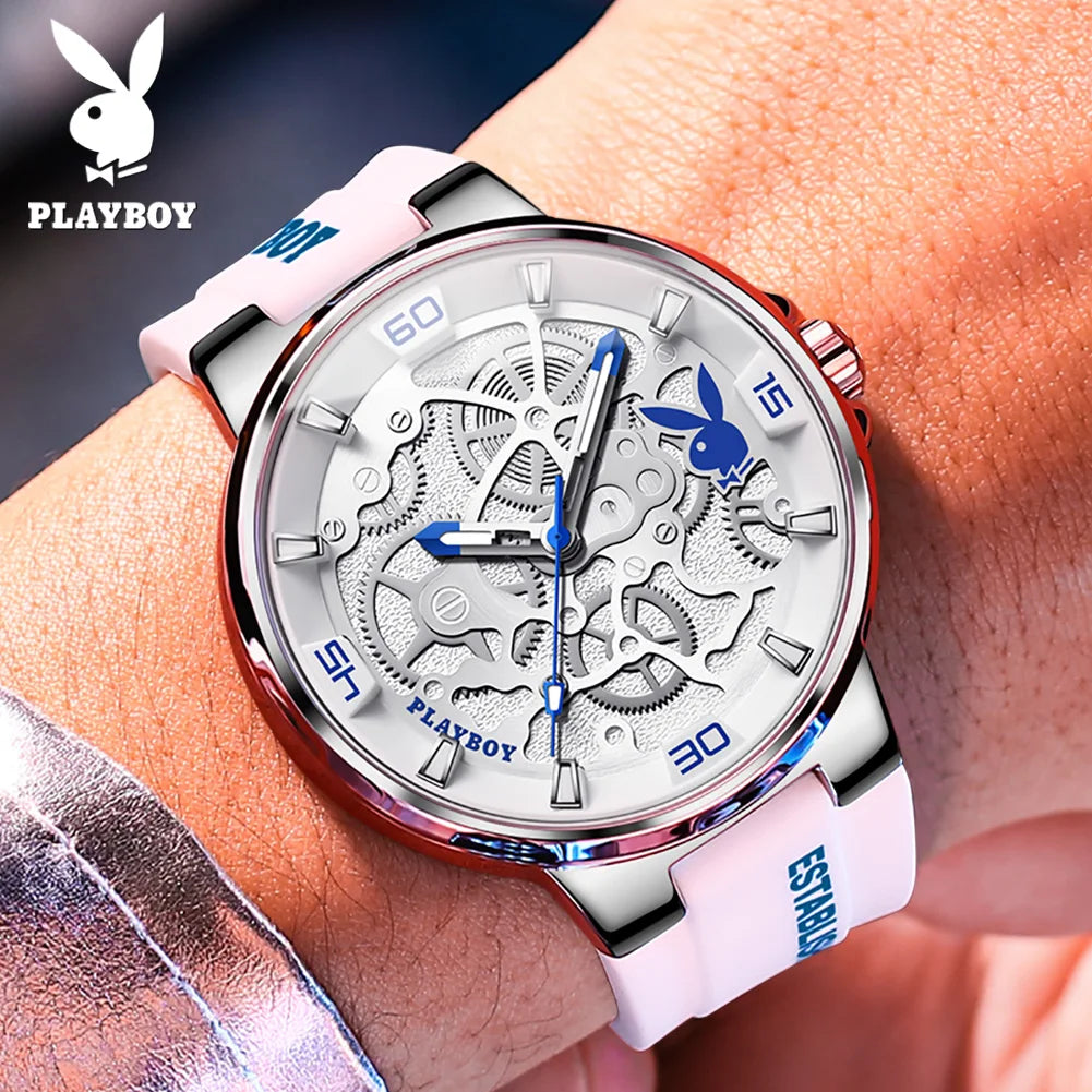 PLAYBOY High Quality Sports Quartz Watch for Men Fashion Silicone Strap Man Wristwatch Waterproof Luxury Top Brand Men's Watches