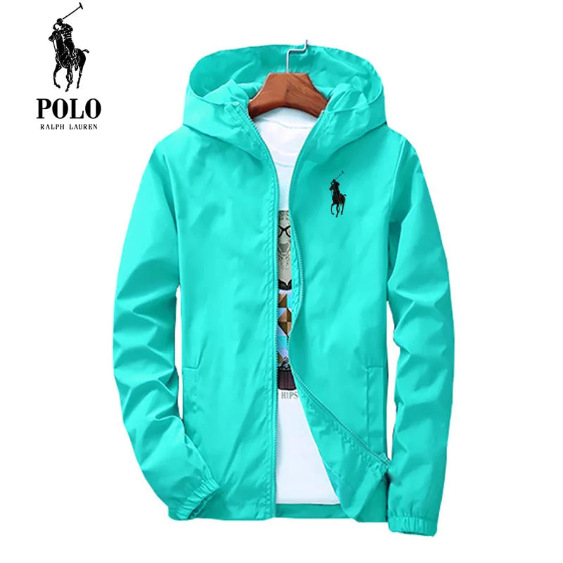Polo Ralph Lauren Summer Waterproof Hiking Jacket, Men's Fishing, Hooded, Gym, Sports, Running Jacket, Outdoor, Sun Protection