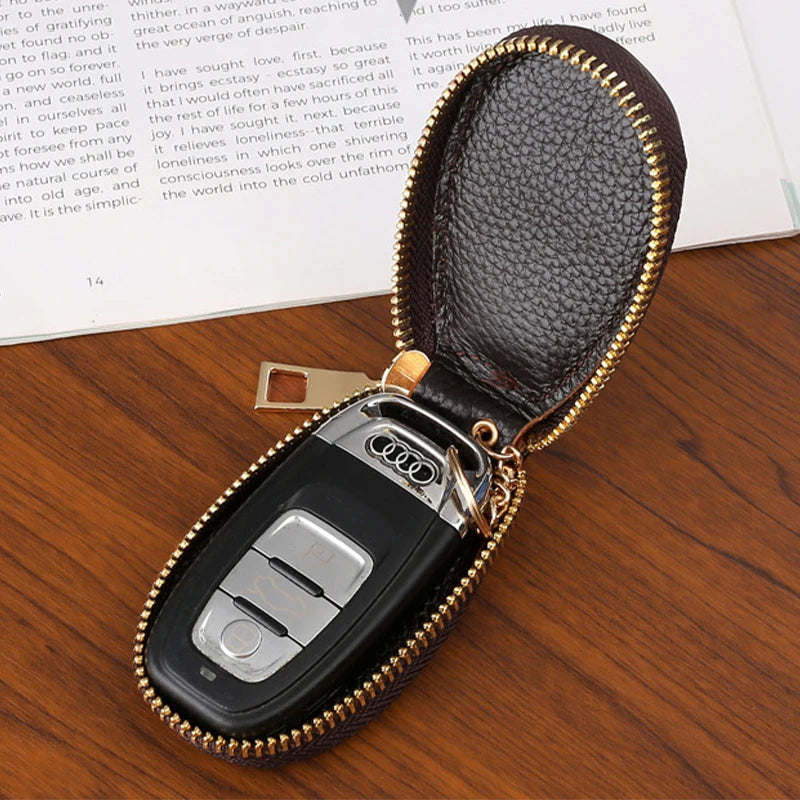 Leather Zipper Key Wallet