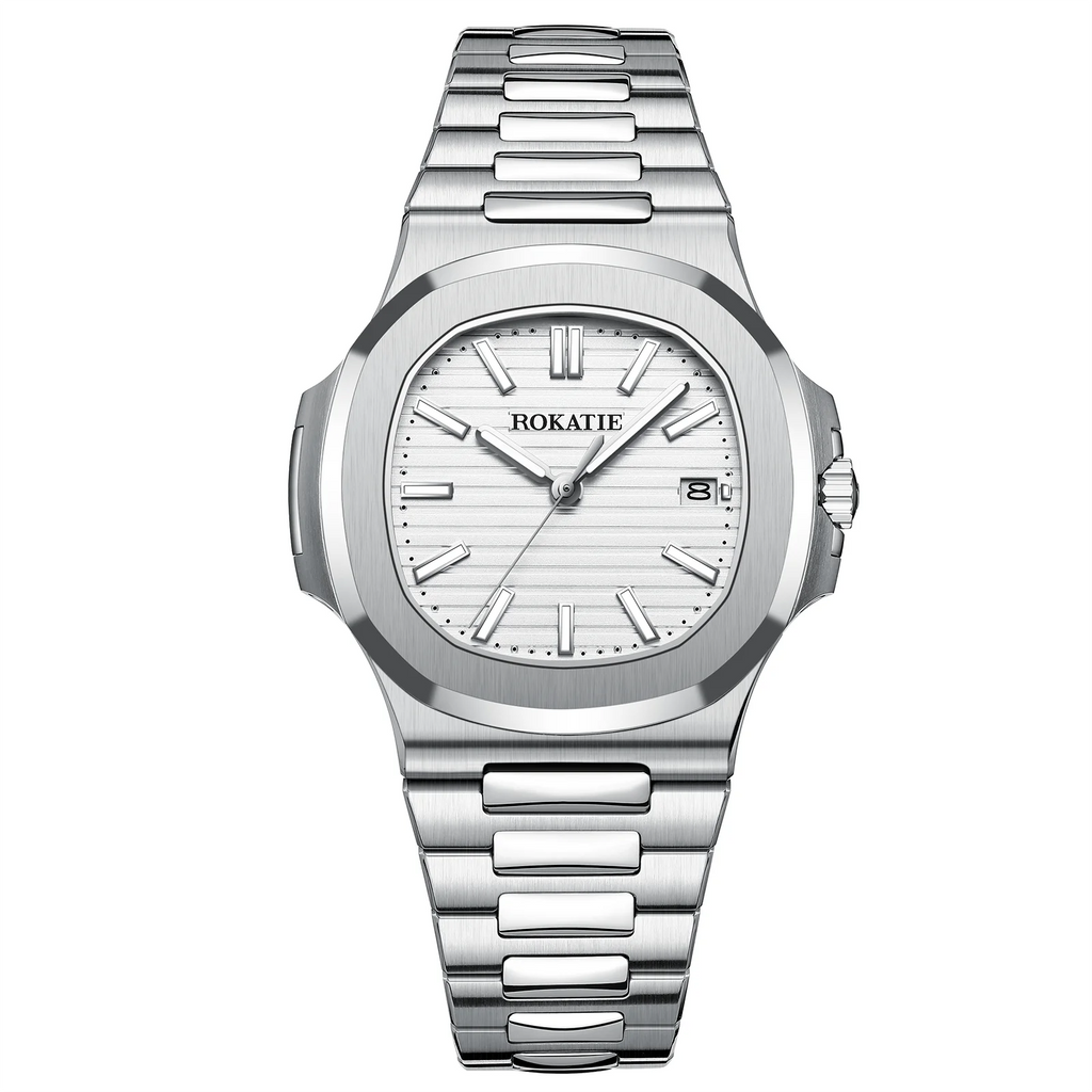 ROKATIE Mechanical Watches Luminous Needle Stainless Steel 316L 9015 Movement Automatic Watch 5ATM Waterproof Automatic Watch