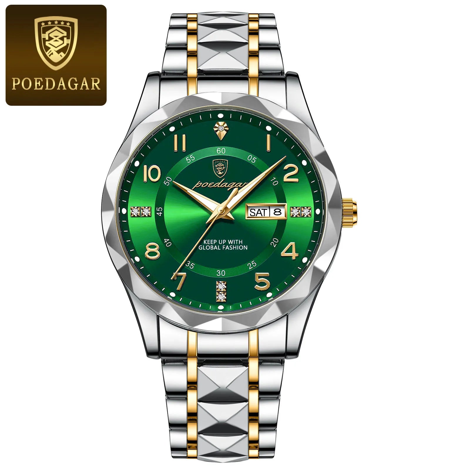 POEDAGAR Luxury Men Watch Waterproof Date Week Luminous Fashion Wristwatch Stainless Steel Quartz Sport Men's Watches Male Reloj