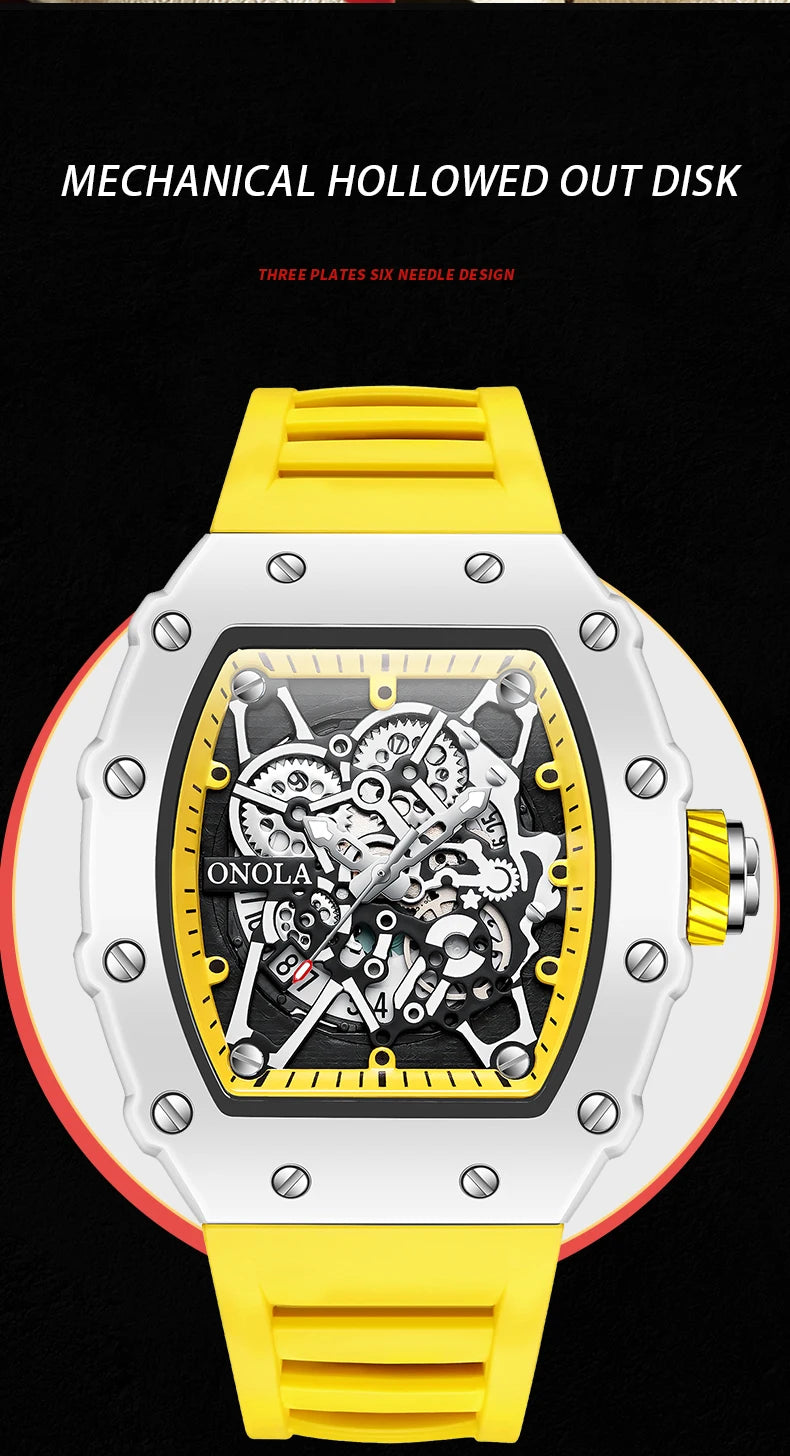 TOP Hot Selling Men Watch Fashion Brand ONOLA Quartz Silicone Tape Watches men Clock