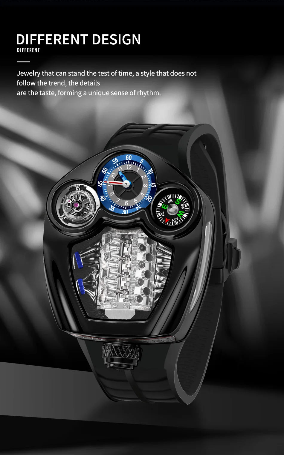 Pindu's top brand fully automatic mechanical watch sports engine personalized design interesting and classic watch