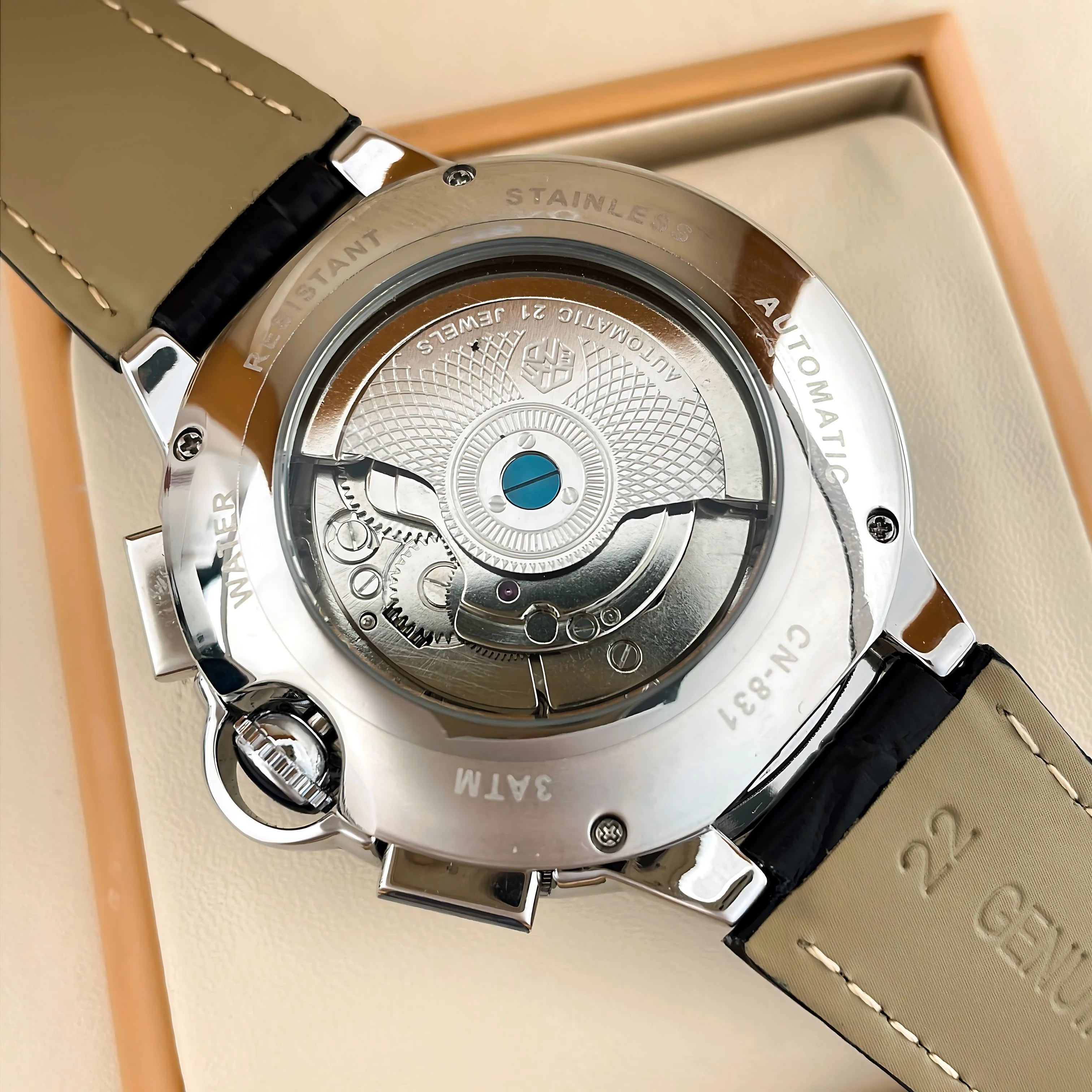 CASENO Star Roman Grand Men's Fully Automatic Watch Tourbillon Belt Mechanical Watch-831GSR
