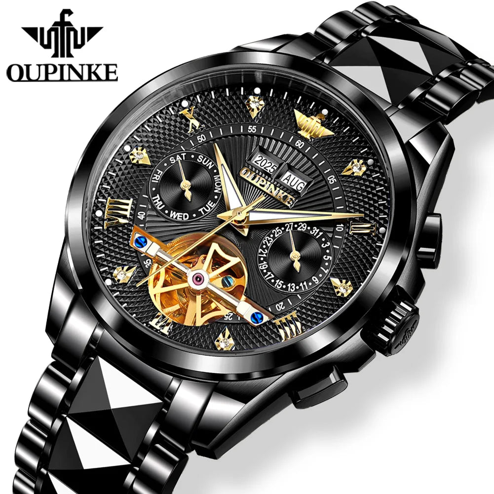 OUPINKE 3270 Mens Watch Automatic Mechanical Watch﻿ Waterproof Luminous Watches For Man Tungsten Steel Imported Movement Reloj