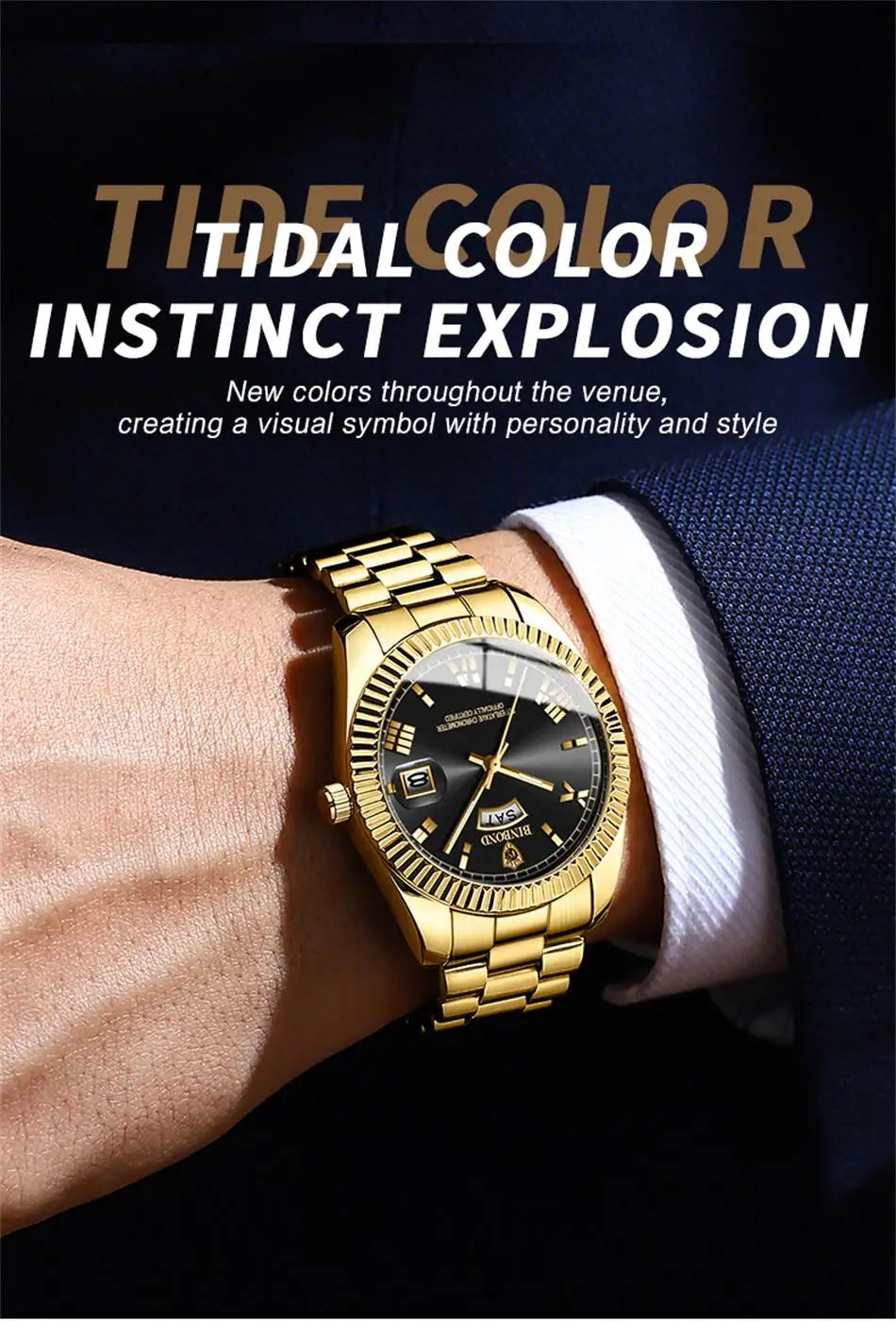 2025 New Men Business Watches Fashion Arabic Dial Steel Band Male's Luminous Waterproof Quartz Watch Set(Gift box regulator Box）