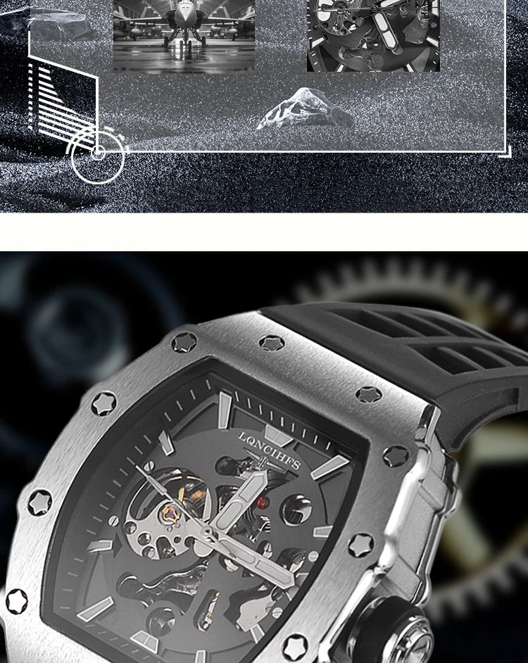 Men's luxury automatic Mechanical Watch  Sport Outdoor tourbillon waterproof luminous Fashion watch for men reloj hombre