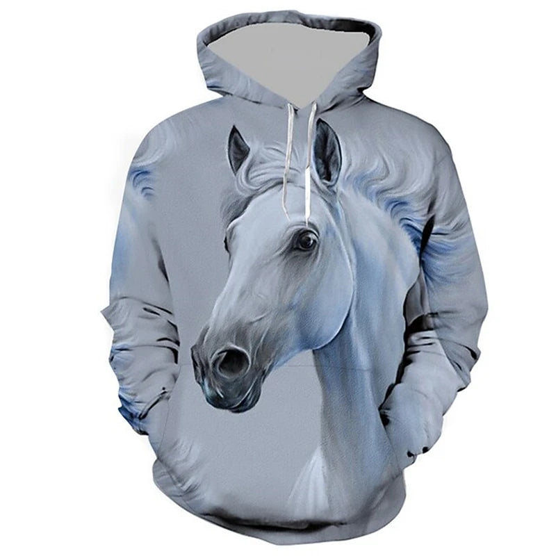Colorful Horse Graphic 3D Print Hoodie Men Women Cool Streetwear Hip Hop Hoodies Oversized Pullover Sweatshirts Male Clothing