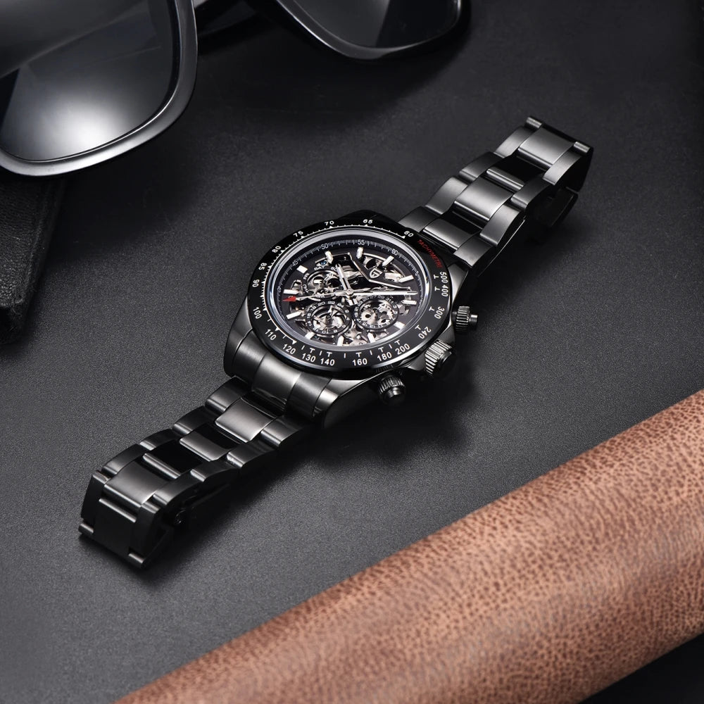 PAGANI DESIGN New 40mm Skeleton Mechanical Watches Men's Stainless Steel Waterproof Automatic Watch Luxury Sapphire Glass Clock