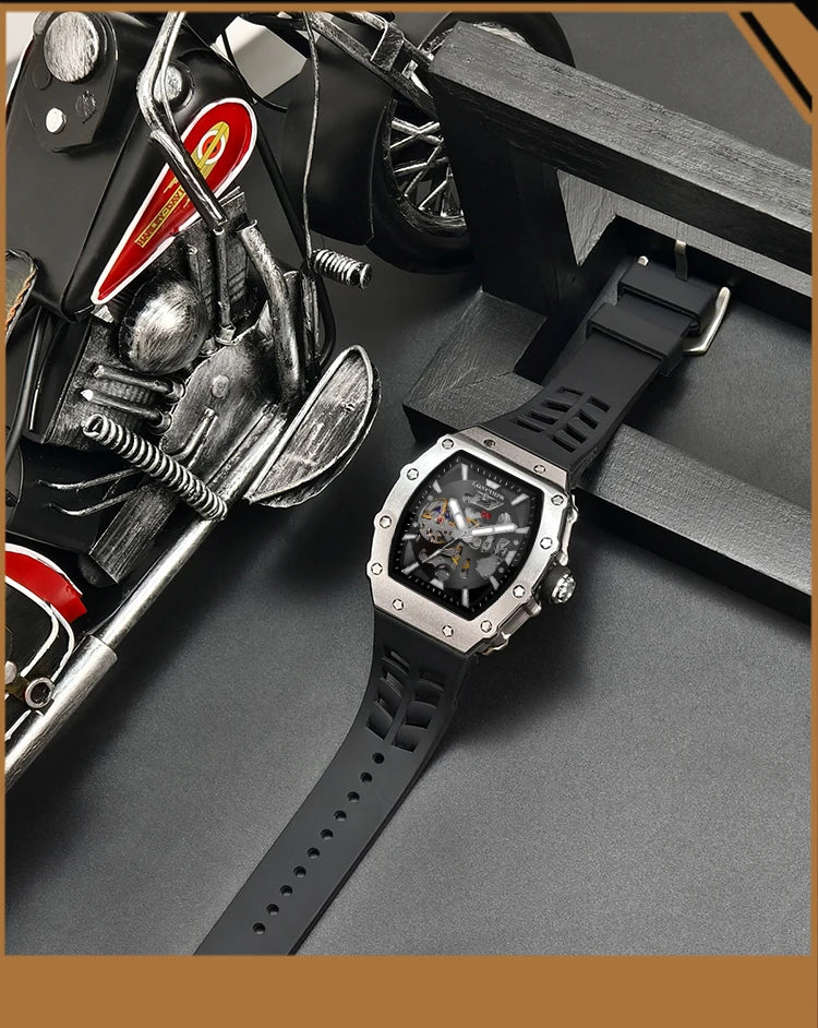 Men's luxury automatic Mechanical Watch  Sport Outdoor tourbillon waterproof luminous Fashion watch for men reloj hombre