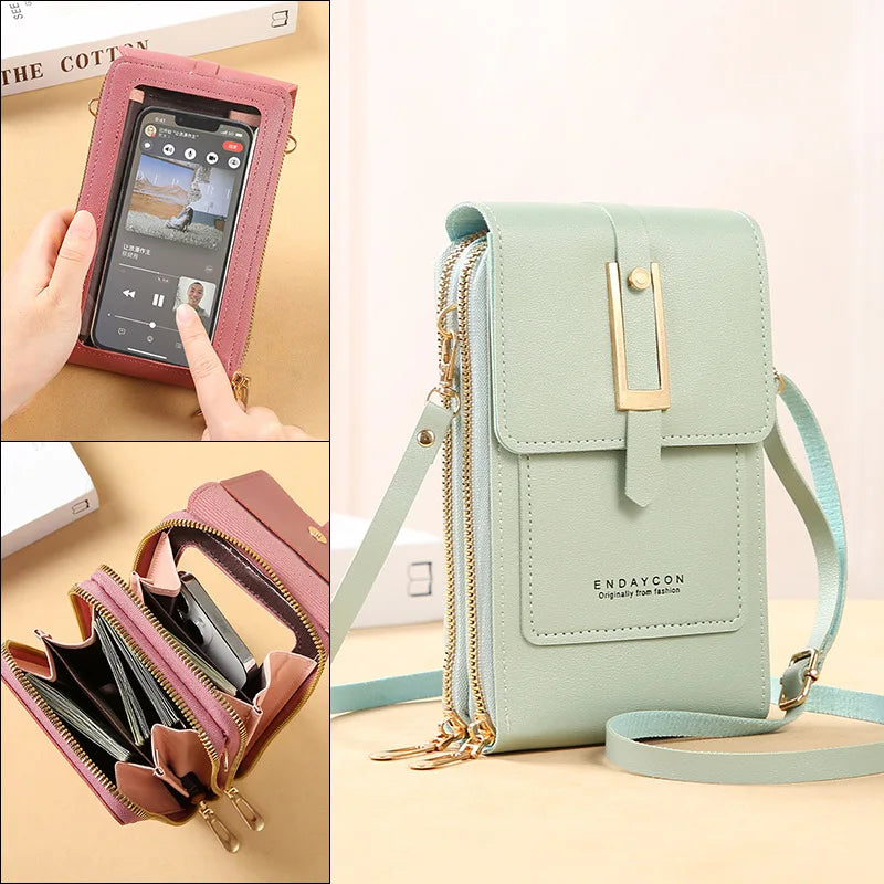 Soft Leather Wallets Hand Purses Crossbody Bags for Women