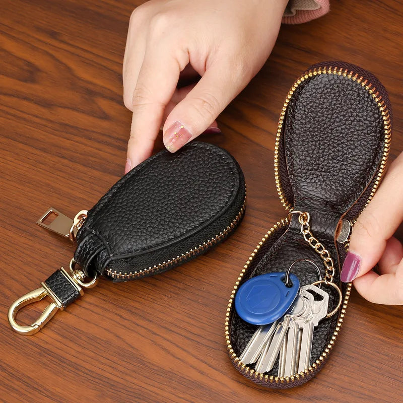 Leather Zipper Key Wallet