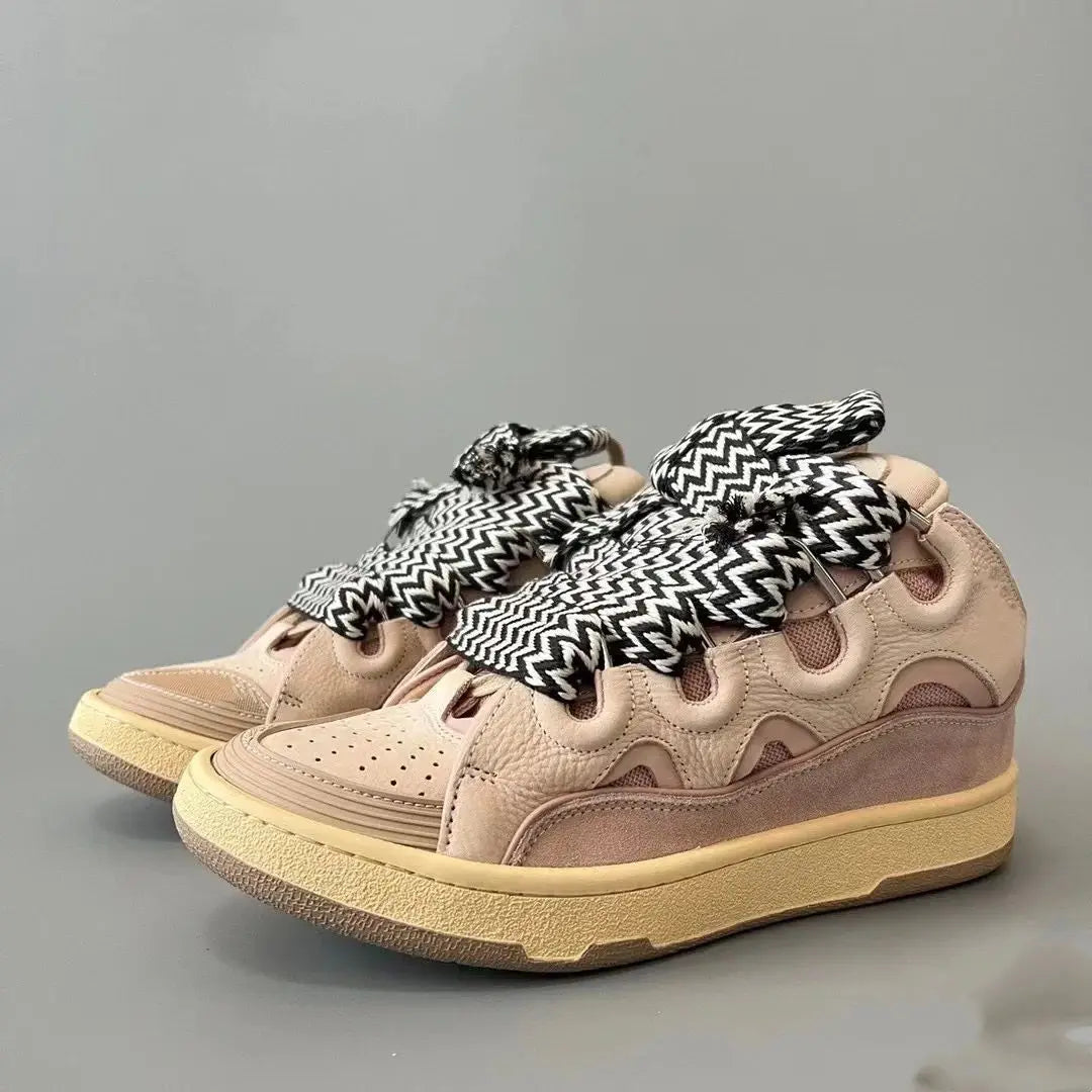 2025 New Men's Women's sports shoes Casual Shoes Splicing color design Thick tongue Colorful shoelace Matching fashion Shoes