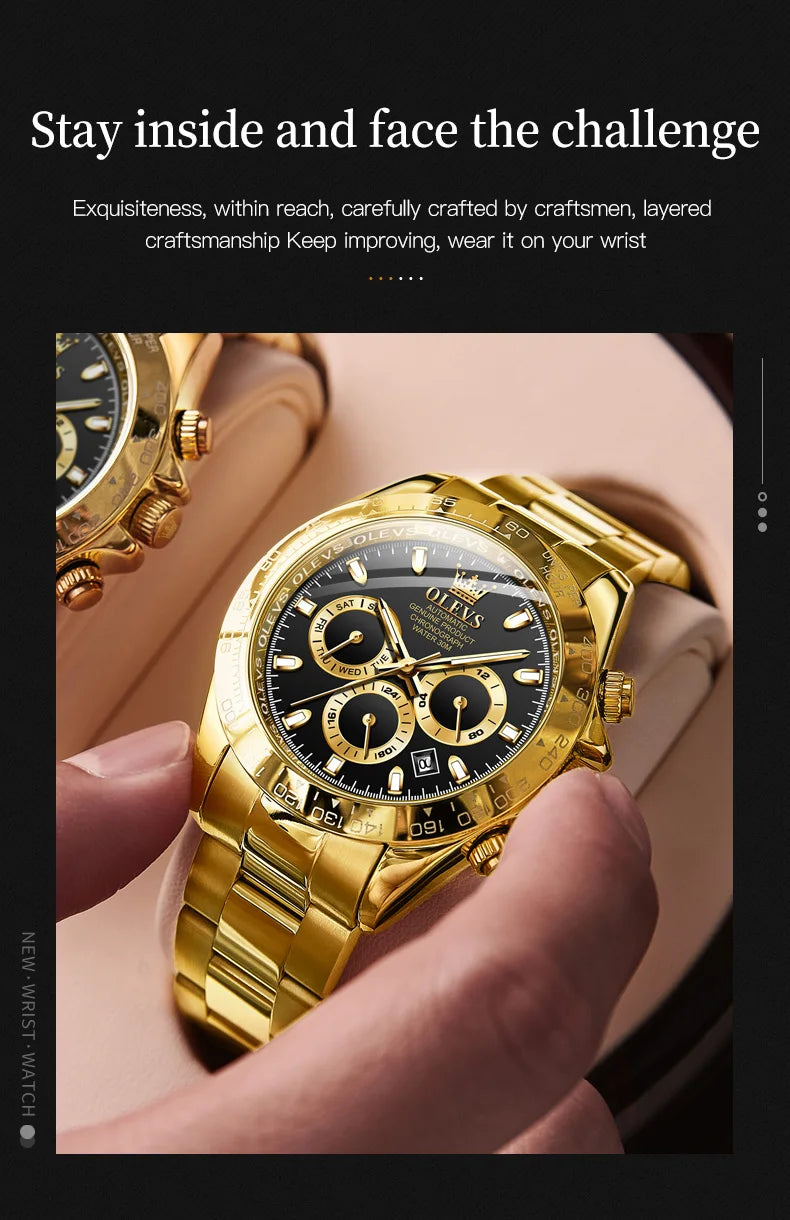 OLEVS 6638 Men Watch Brand Mechanical Movement Automatic Watch Men Luxury Waterproof Calendar Timing Code Original Men Watch