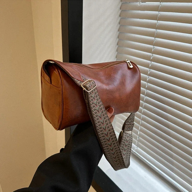 Leather Boston Women Small Handbag