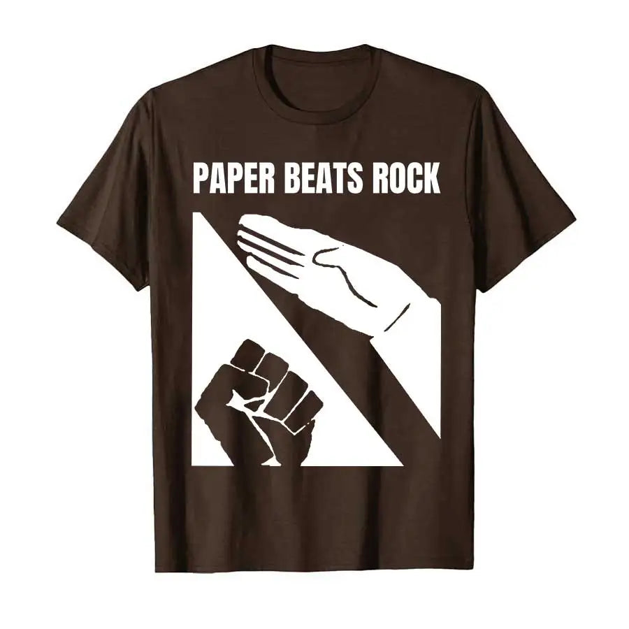 Paper Beats Rock Meme T-shirt Men Women 100% Cotton T Shirts Short Sleeve Tops P472