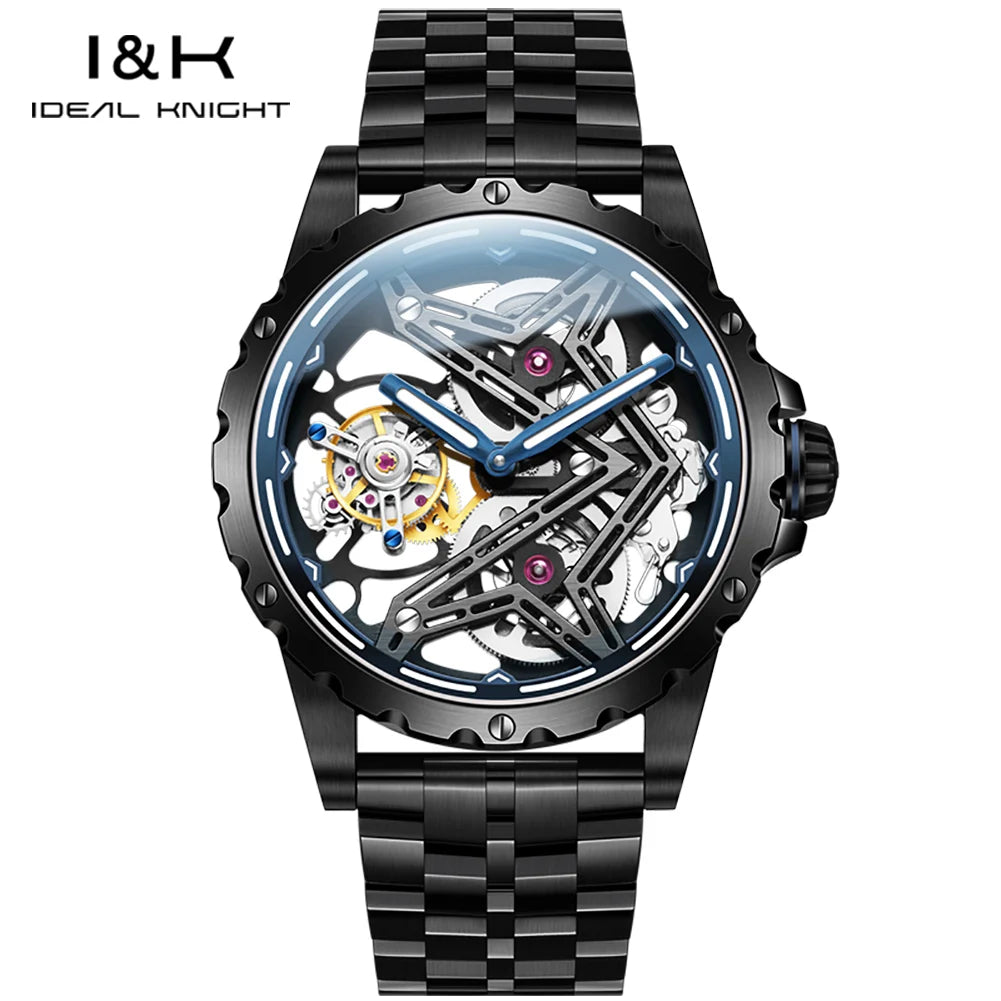 IDEAL KNIGHT 6803 Tourbillon Watch Automatic Mechanical Watch Luminous Waterproof Clock High Quality Fashion Business Men Watch